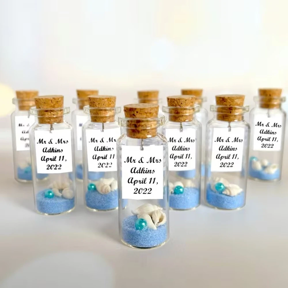 Personalized Wedding Invors in Bulk, Beach Wedding Invites, Nautical Message in a Bottle, Set of 10