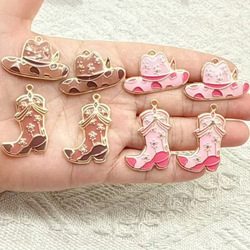 8pcs Western Cowboy Bullhead Pistol Boots Hat Scarf Alloy DIY Accessories Bracelet Necklace Keychain
