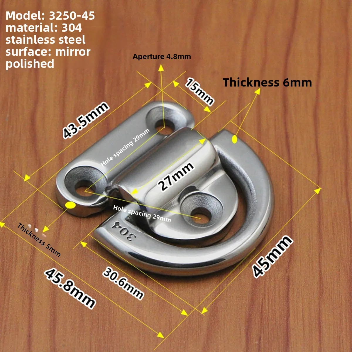 Stainless Steel 304/316 Pull Ring d-Ring Industrial Handle Handle, Marine Cable Holder, Yacht Rope Fixing Ring