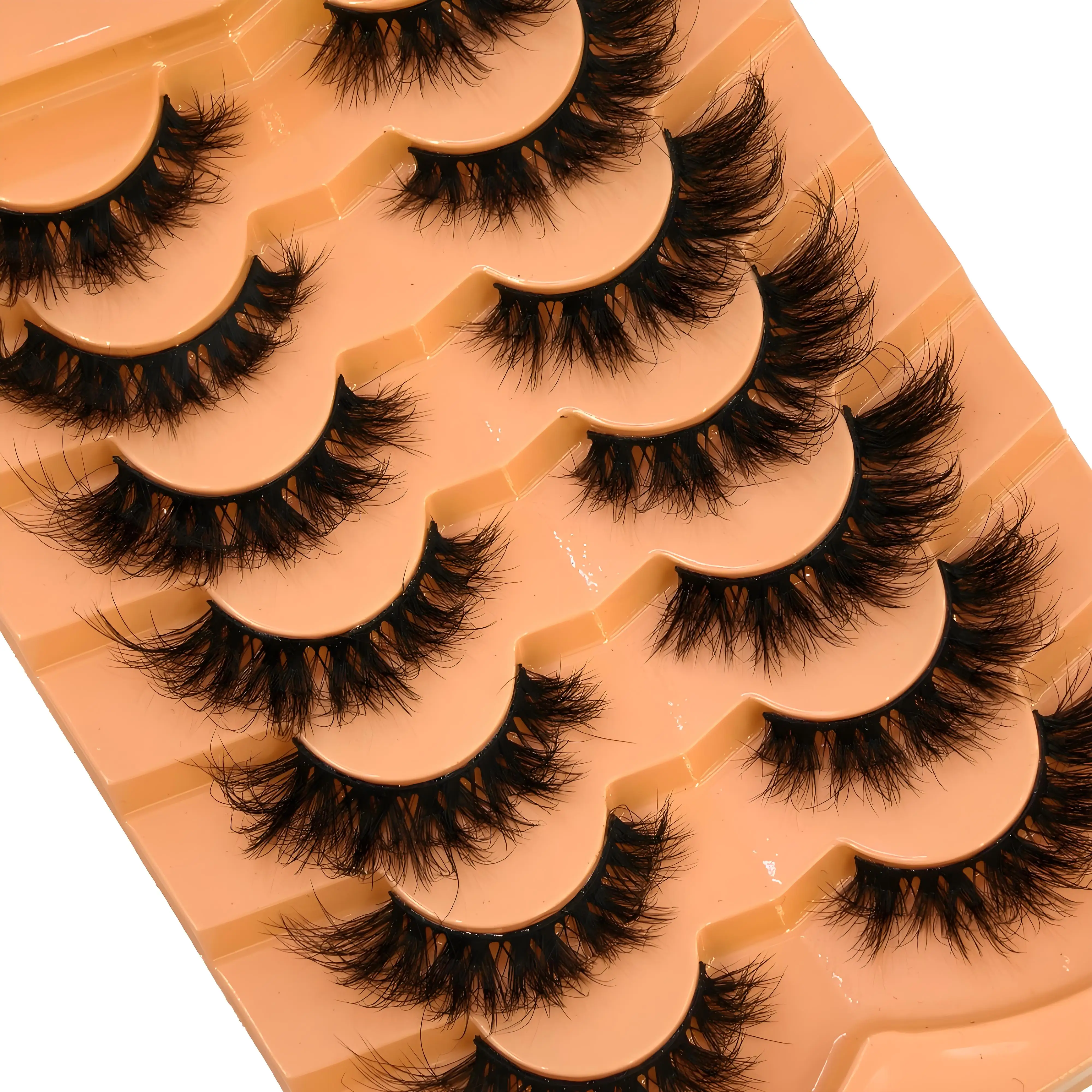 新しい 7 ペアクラシックハイブリッドボリュームまつげ新着うっすら D カールショートロシアストリップまつげメイクアップつけまつげ