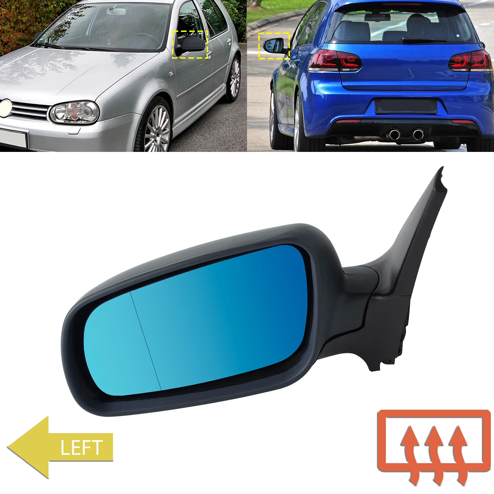 

Left Heated Electric Wing Door Side Mirror Primed For VW Golf MK4 1997-2004 Bora