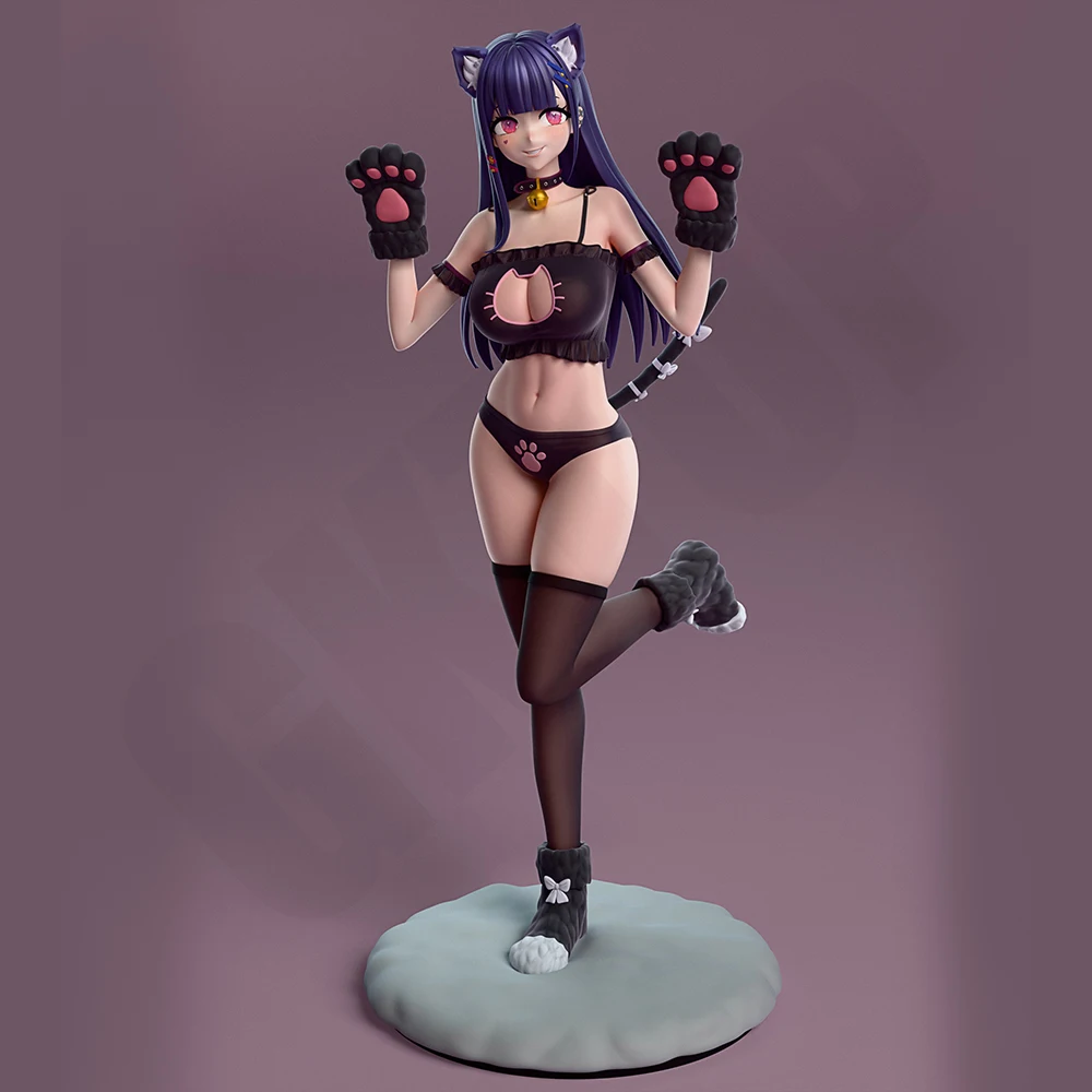 

1/24 Sexy Girl Kawaii Cute Cat Resin Model Figure Toy Craft Unassembled Miniature Reduction Statue Unpainted Kit