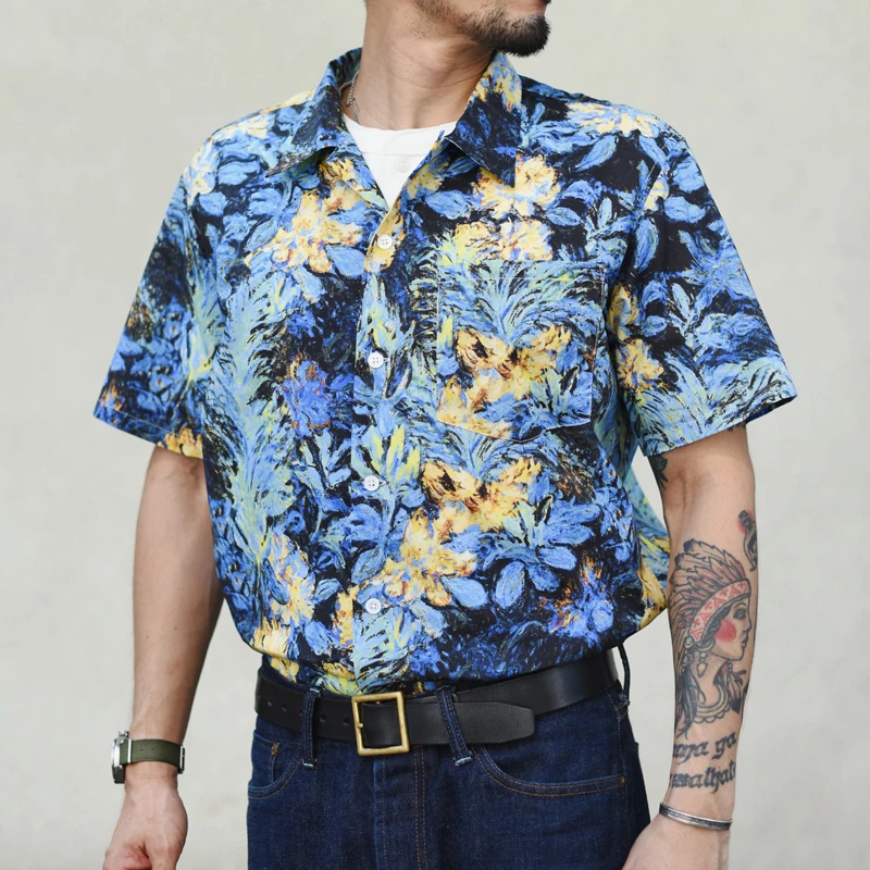 Sauce Zhan Aloha Shirt Hawaiian Shirt Men Summer Short Sleeve Cusual Shirt Sunshine Beach Streetwear Loose Fit