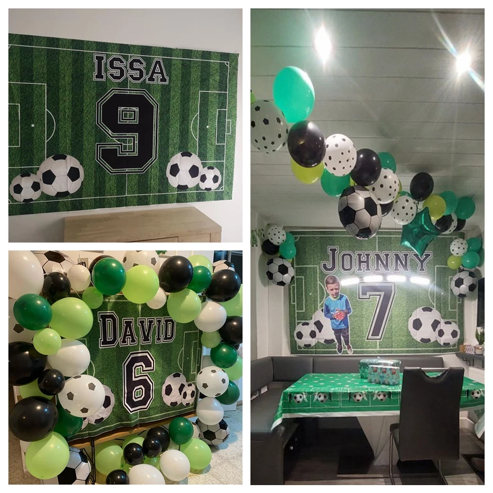 Fondo de fotografía de campo de fútbol para niño, fiesta de cumpleaños de comunión, póster de estadio de pastizales, retrato de bebé