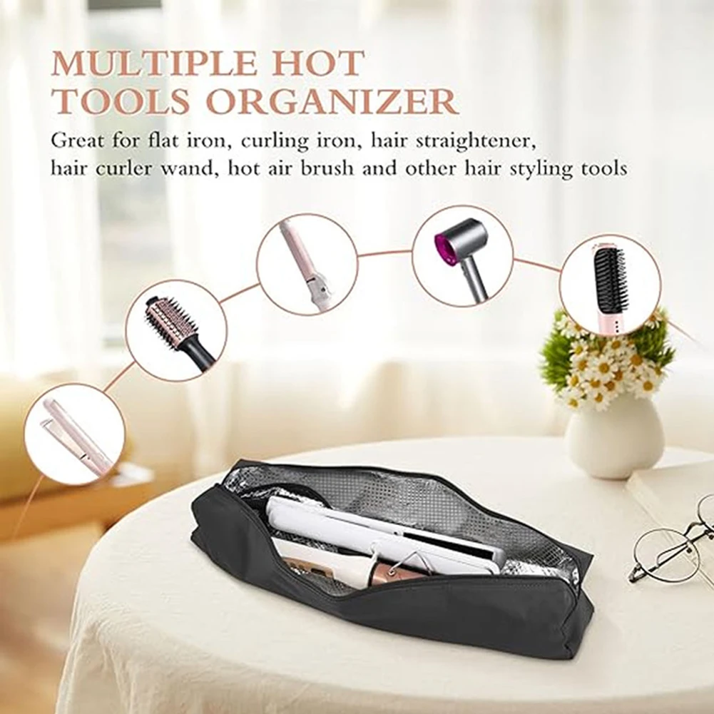 Travel Friendly Hair Tools Organiser Pouch with Heat Resistant Design for Safe Storage of Styling Tools After Use