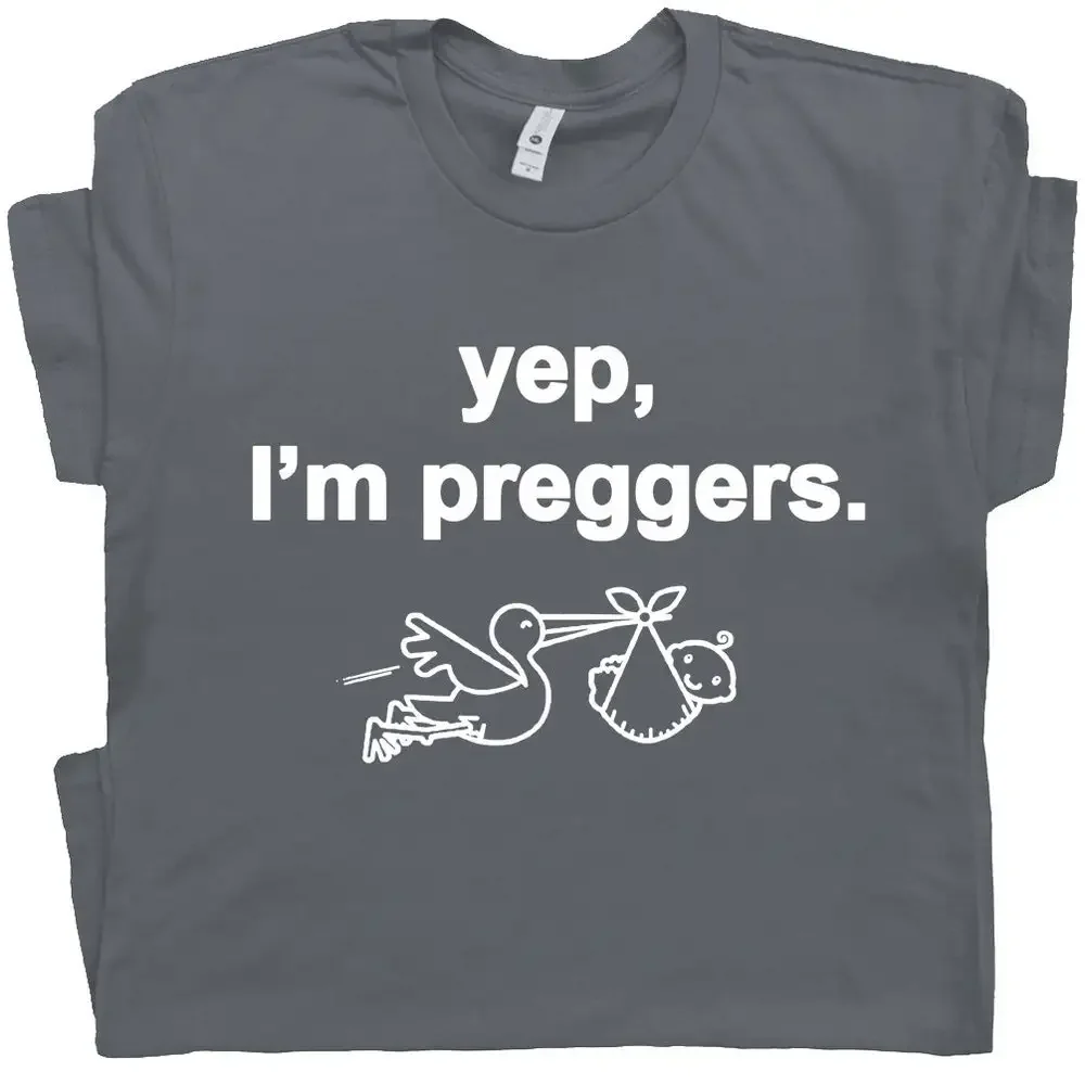 Preggers T Shirt Funny Pregnancy Announcement For Women Ladies New Mom To Be Cute Baby Reveal Stork