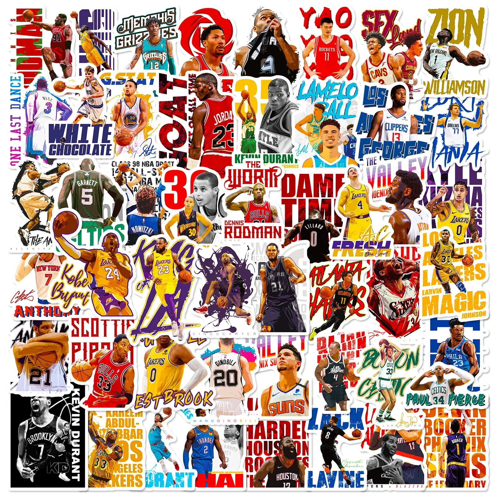 50Pcs Cool Basketball Character Stickers Graffiti Decoration for Laptop Car Luggage Motorcycles Skateboard Waterproof Sticker