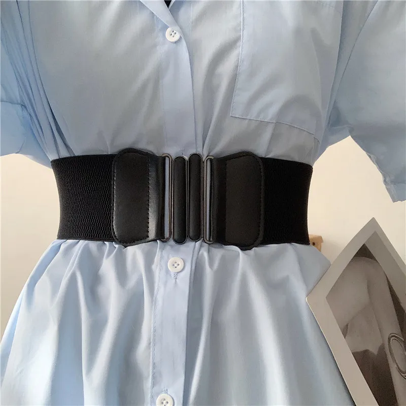 New Free Shipping Stretch Wide Waist Fashion Gold Large Buckle Belt Girdle Female Body Sculpting Cummerbund Elastic Solid Women