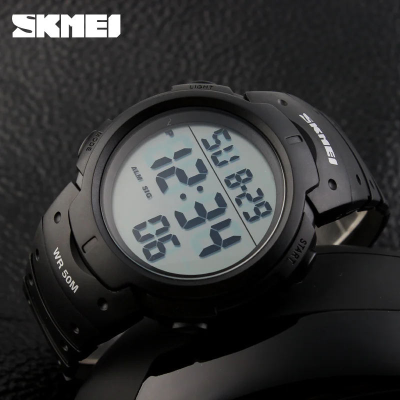 SKMEI 1068 Calendar PU Strap 5Bar Waterproof Digital Watch reloj hombre Outdoor Sport Watch Men Big Dial Fashion Simple Watches