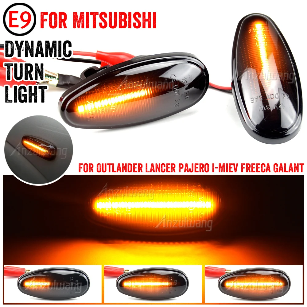 

2 Pieces Dynamic LED Side Marker Lights Arrow Turn Signal Lamps For Mitsubishi Pajero Shogun 3 Sport K9 Galant Outlander Lancer