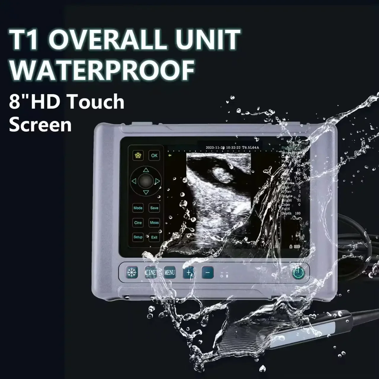 Veterinary Abdominal Cattle Back Fat Ultrasonido Vet Ultrasound Sheep Horse Sonar Scanners with Rectal Linear Probe