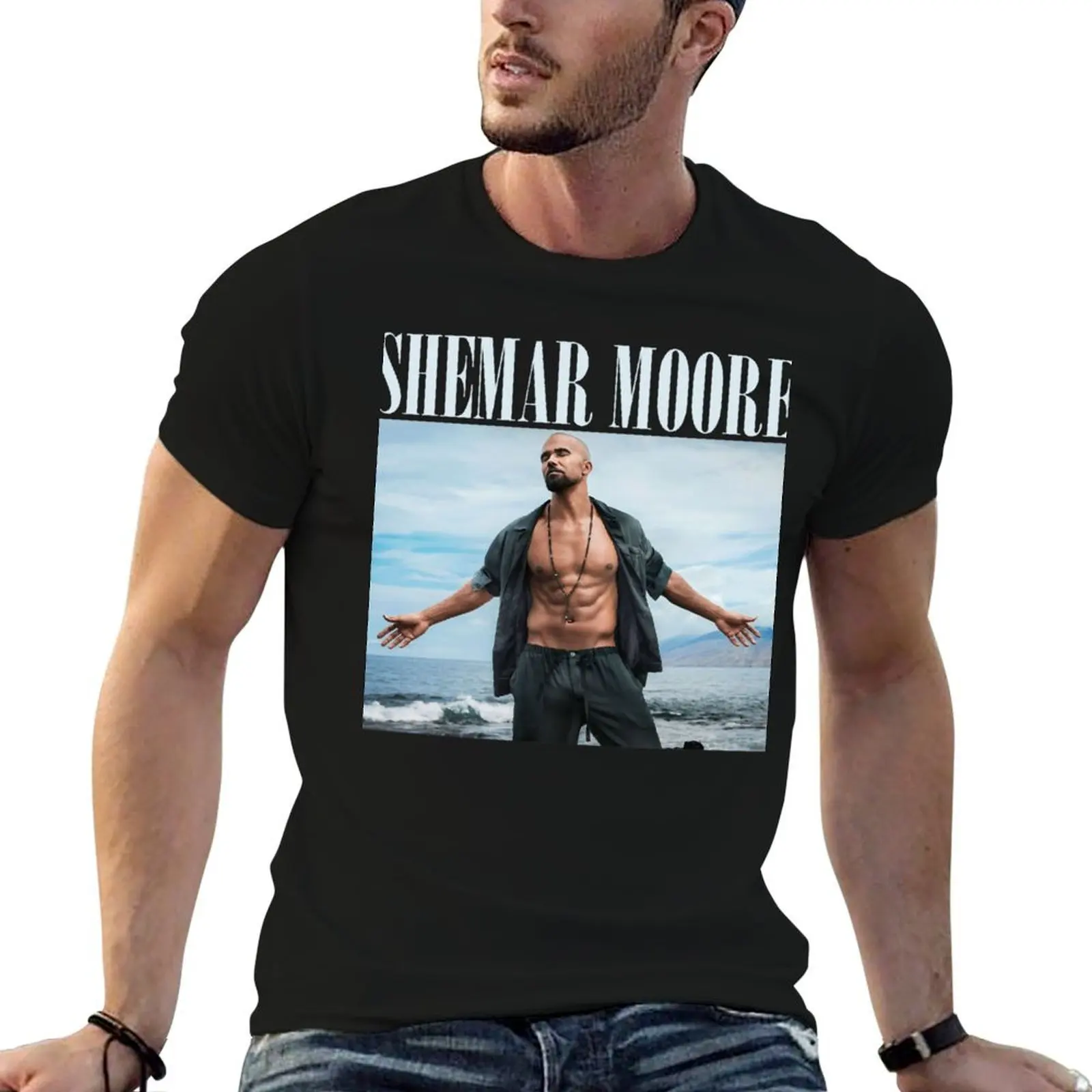 

graphic for Moore fit black man T-Shirt t man funny plain slim shirts t-shirt shirts man for cotton t for package Shemar