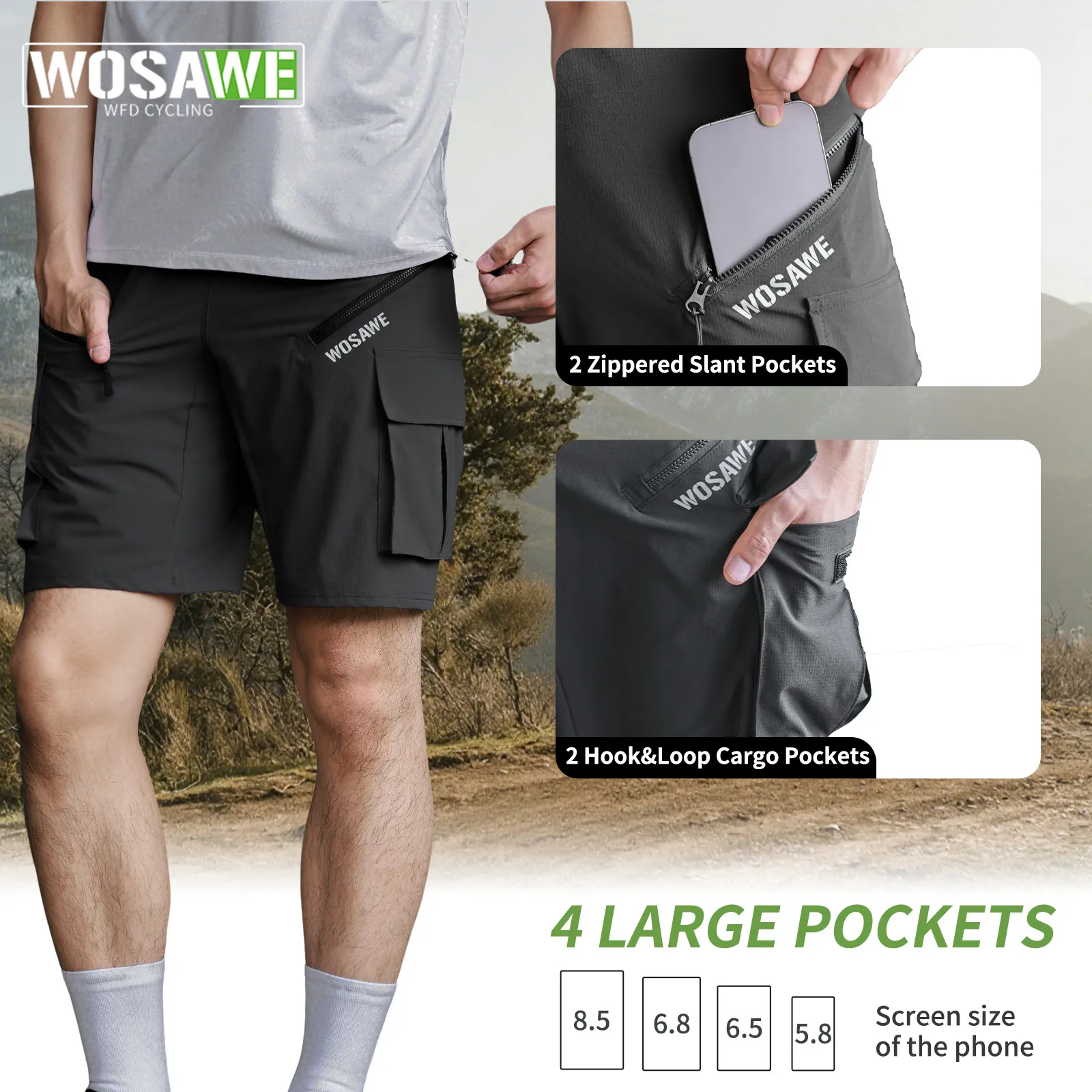 

WOSAWE Mountain Bike Shorts Men's Summer MTB Cycling Shorts Light and Breathable Outdoor Sports Cycling Shorts