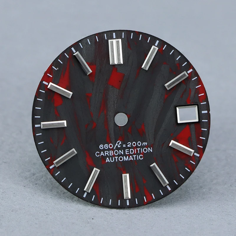 SEAGIS Carbon Fiber 28.5mm Dial NH35 Dial Rich Texture Mod Watch Face Customization No Logo Rose Gold Red Green Colorful Pattern