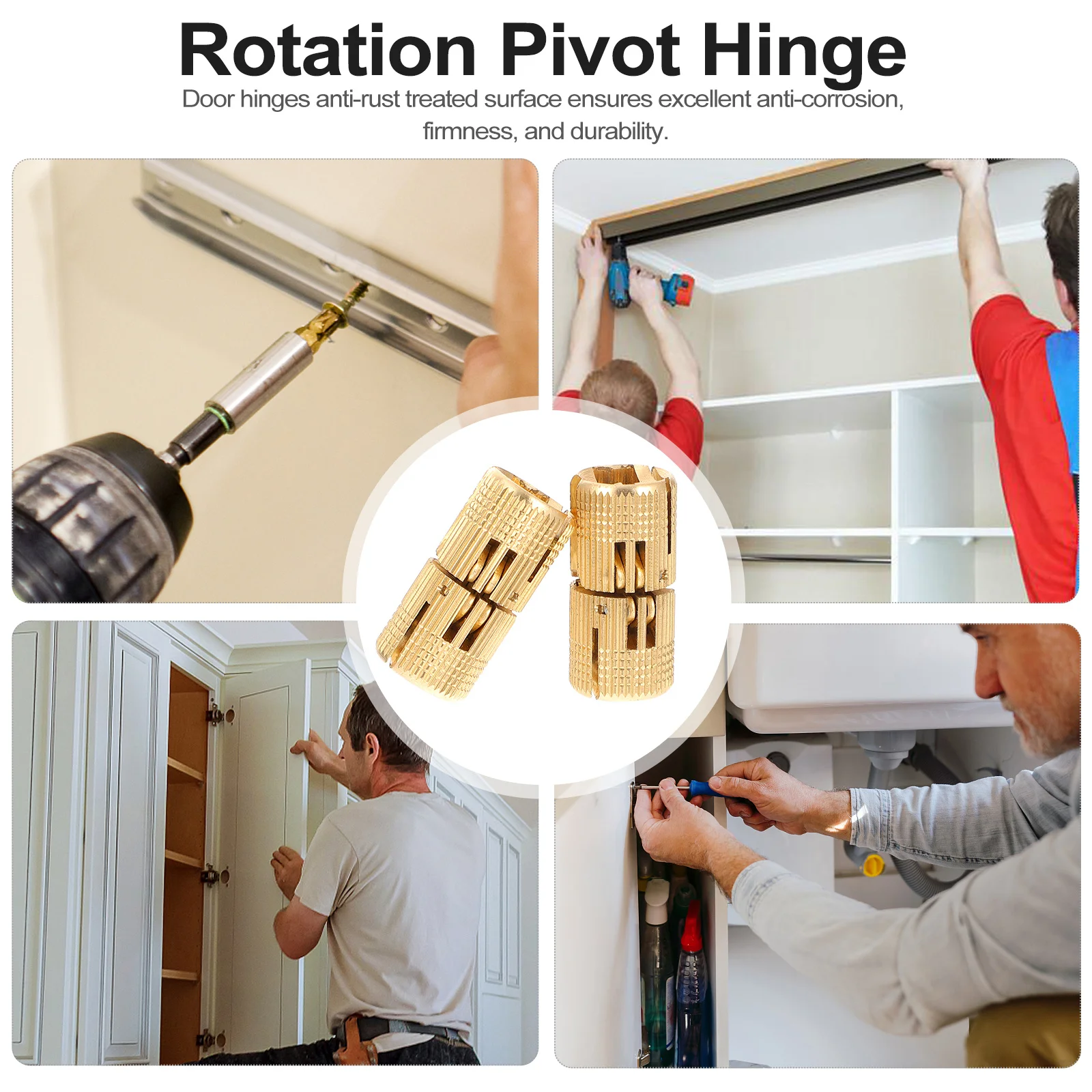 

2pcs Rotating Hidden Pivot Hinge Copper Door Hinge For Cabinet Wooden Doors Anti-Rust Lubricated Ball Bearing Quiet Furniture