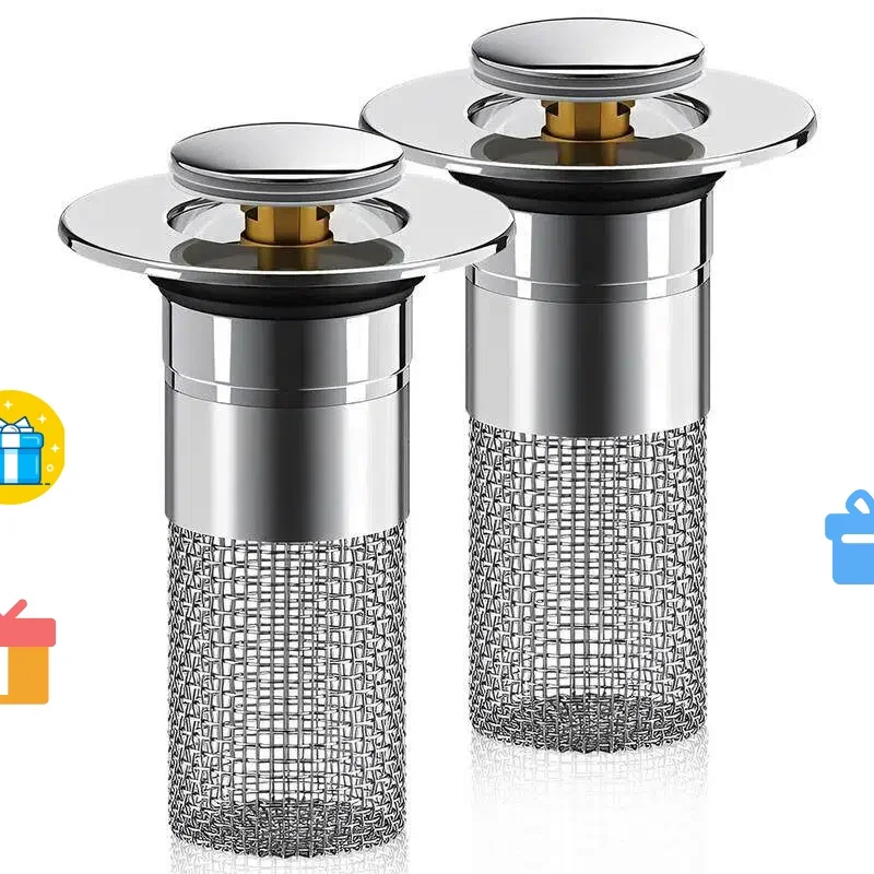 

2-Pack 3-in-1 Anti-Clog Hair Catcher Drain Strainer For 1-1.5 Inch Bathroom Sinks Easy Clean