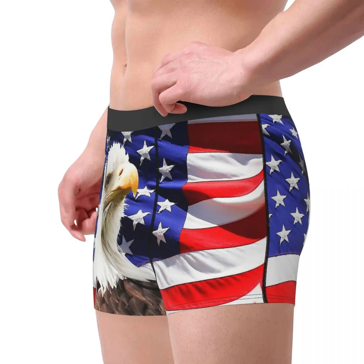 Calzoncillos de águila calva americana con bandera nacional para hombre, ropa interior transpirable, pantalones cortos ventilados, Bóxer