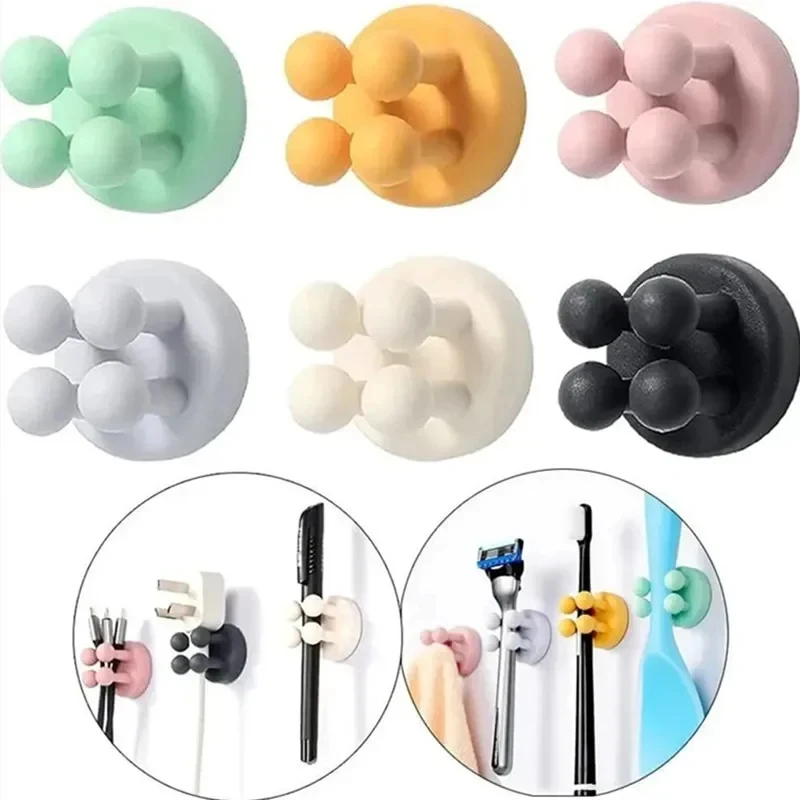 1/2 pcs Self Adhesive Hook Seamless Bathroom Kitchen Wall Door Hangers Punch-Free Hooks Holder Towel Rack Storage Hook