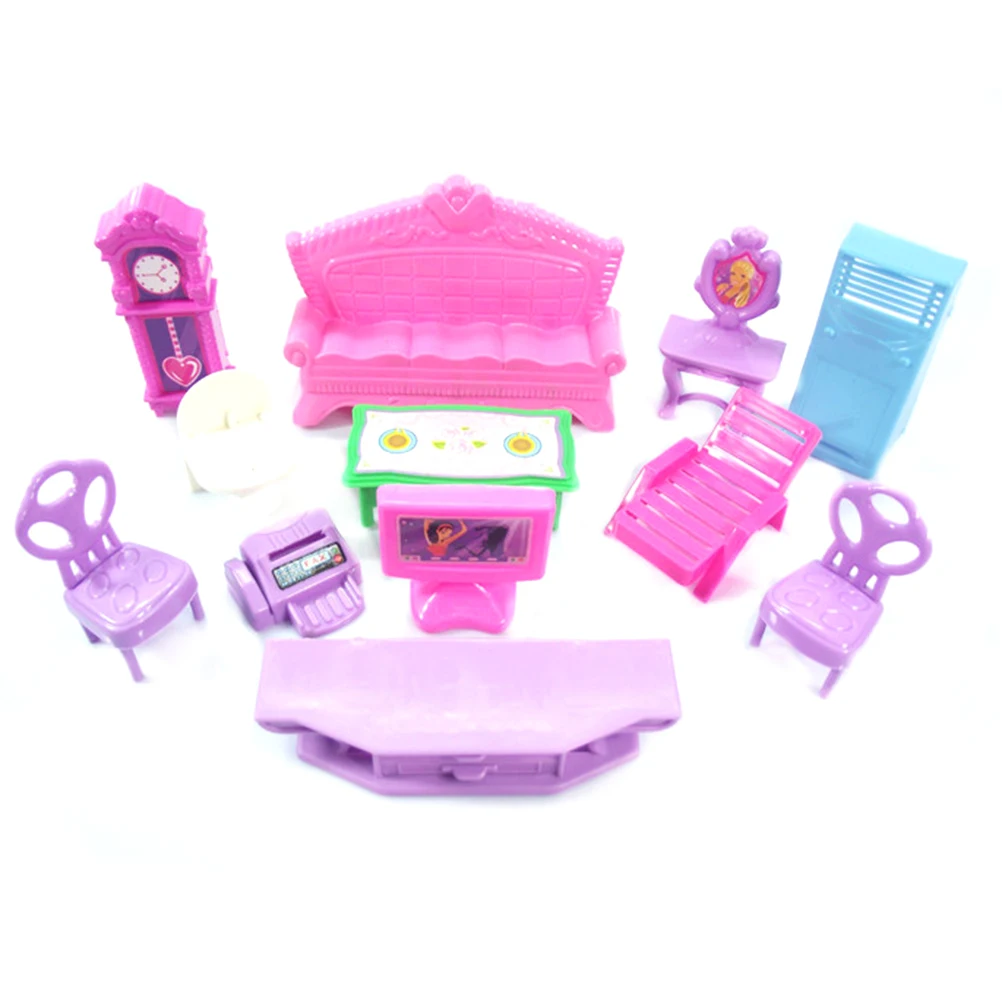 22Pcs Dollhouse Play Set Plastic Furniture Miniature Rooms Baby Kids Pretend Play Toys