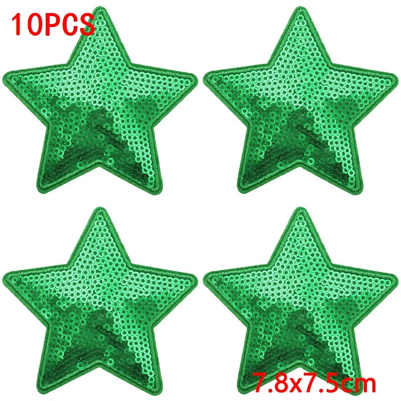 10 Stück Cheerleading-Pailletten-Stern-Aufnäher zum Aufbügeln für Kleidung, Cheer-Schleifen-Herz-Applikationen für Jacken, DIY – Detail 16