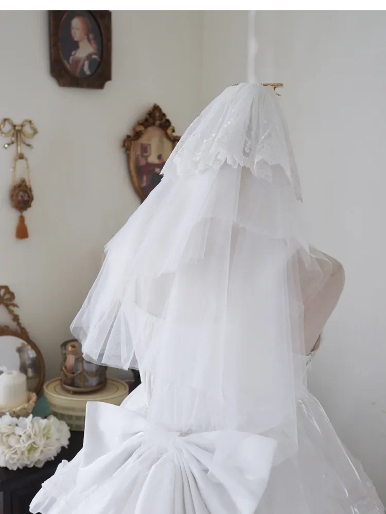 Viktorianisches Lolita-Hosenträgerkleid, Damen-Gothic-Kleid mit Puffärmeln, kurzen Ärmeln, laminierten Rüschen, Mini-Kleid mit Schleife und Rüschen, Prinzessinnenkleid – Detail 6