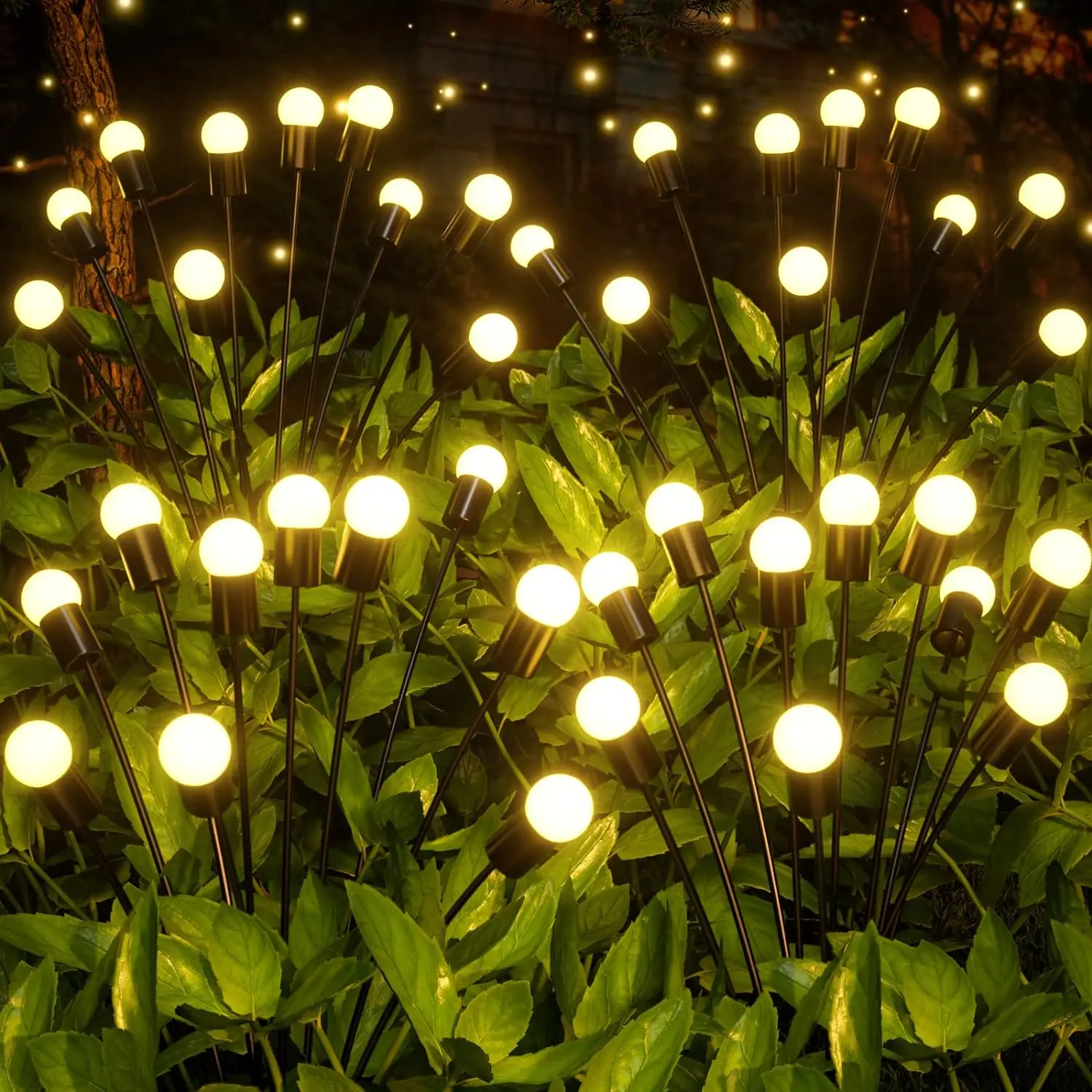 Imagem -05 - Firefly Solar Jardim Luz ao ar Livre Impermeável Balançando Quintal Pátio Caminho Decoração Fogo de Artifício Led 10 Led