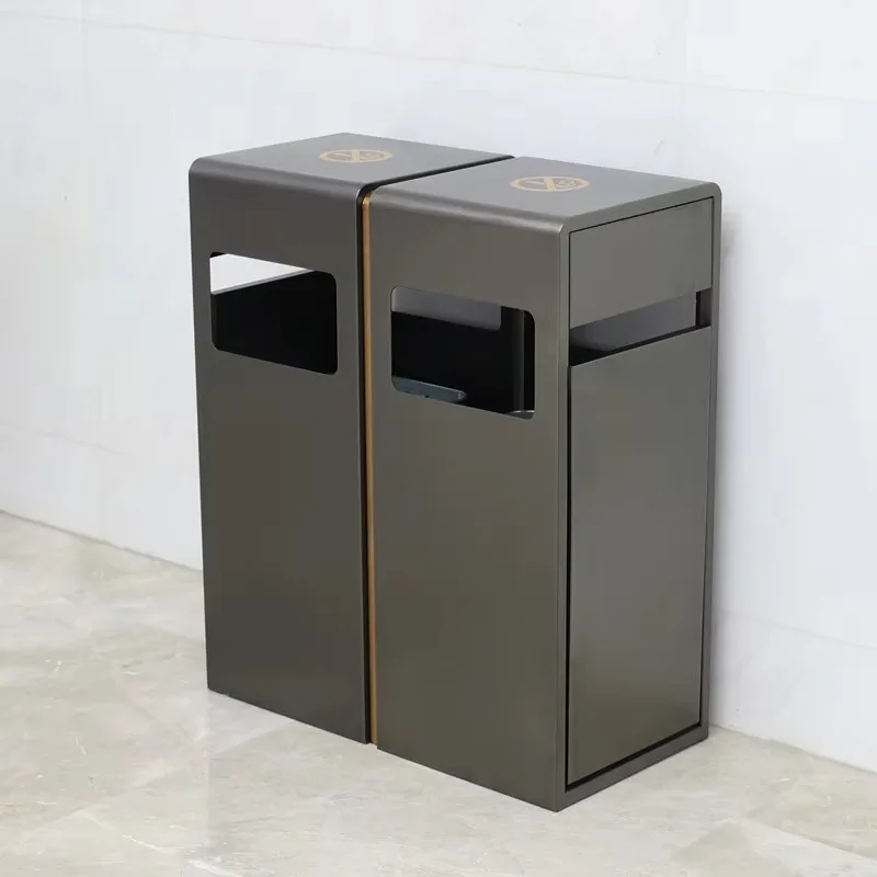 Office Galvanized Steel Trash Can for Home Electroplate Metal Dustbin Garbage Commercial Waste Bin Indoor Bin