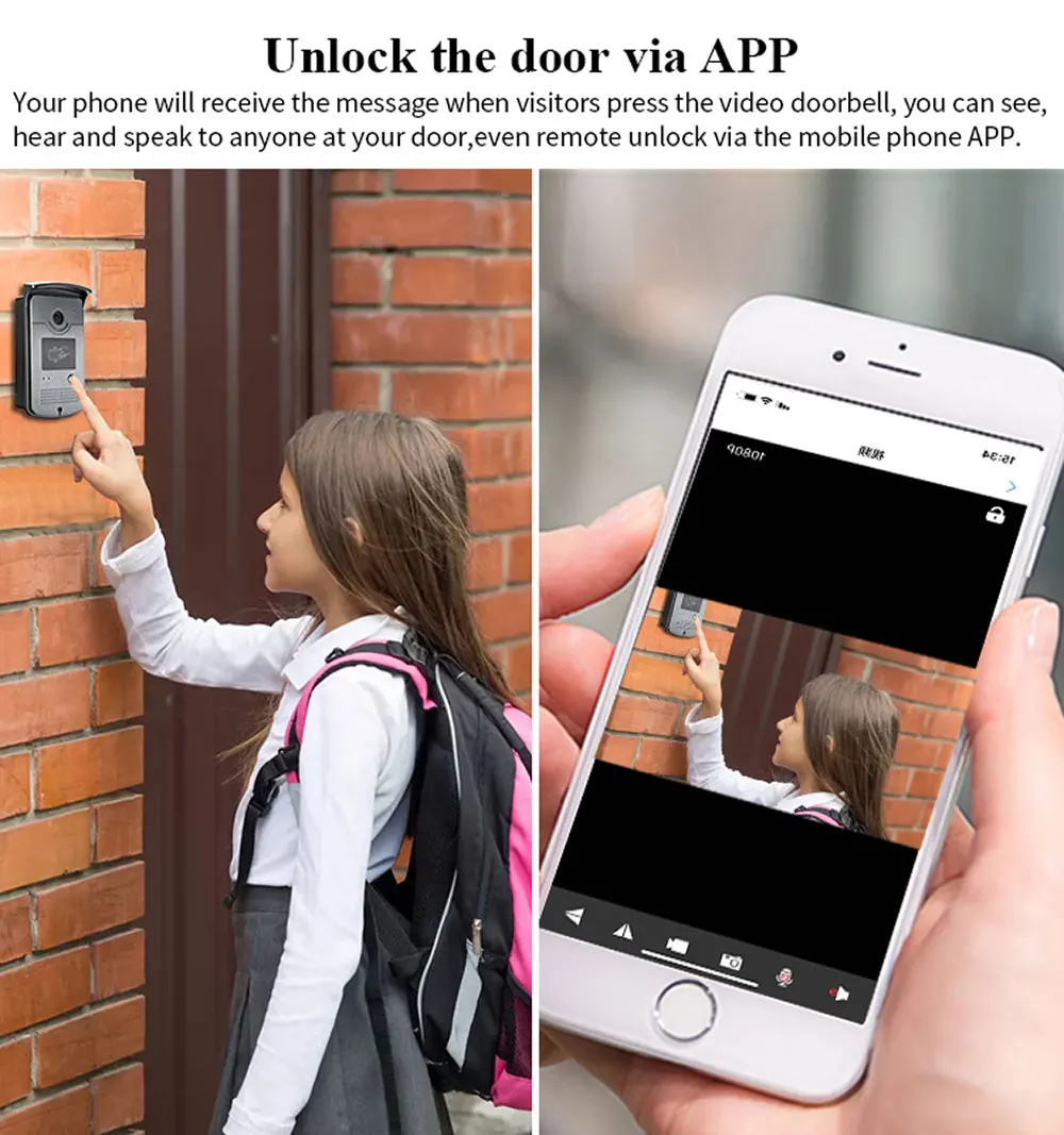 9 Inch Tuya Wifi Smart Video Door Phone Intercom System With 1Monitor and Doorbell Camera and 1 Lock Set Phone APP Unlock