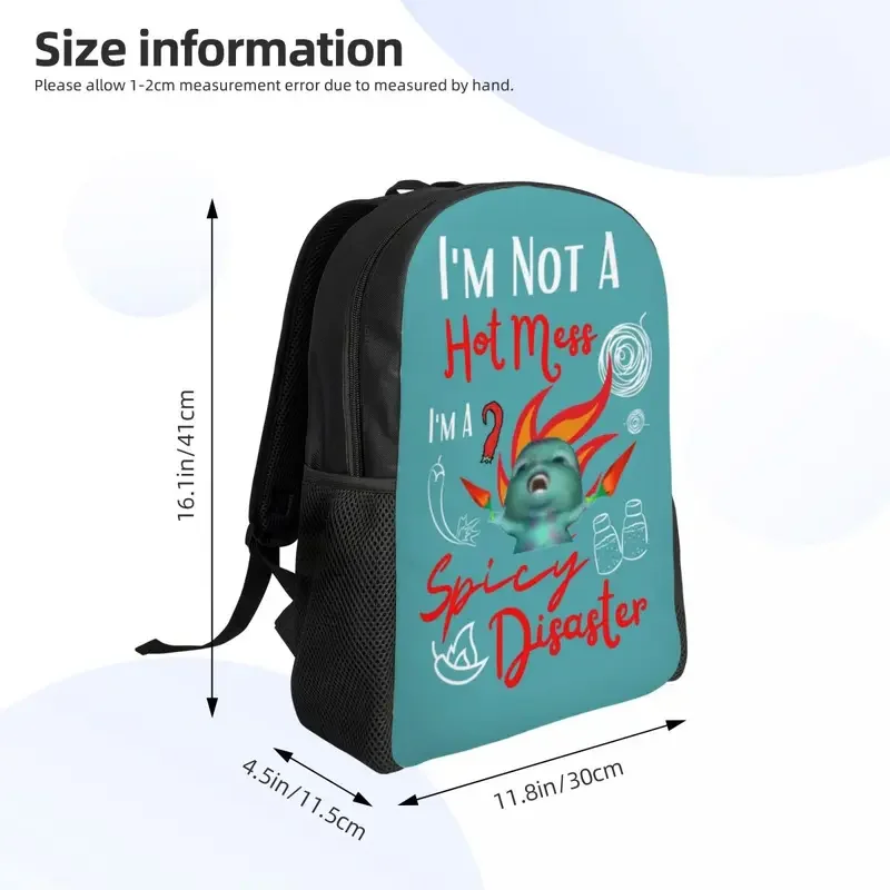 I Am Not A Hot Mess I Am A Spicy Disaster mochila de viaje para mujeres y hombres, bolsa de libros para computadora escolar, bolsas de día para estudiantes universitarios de dibujos animados