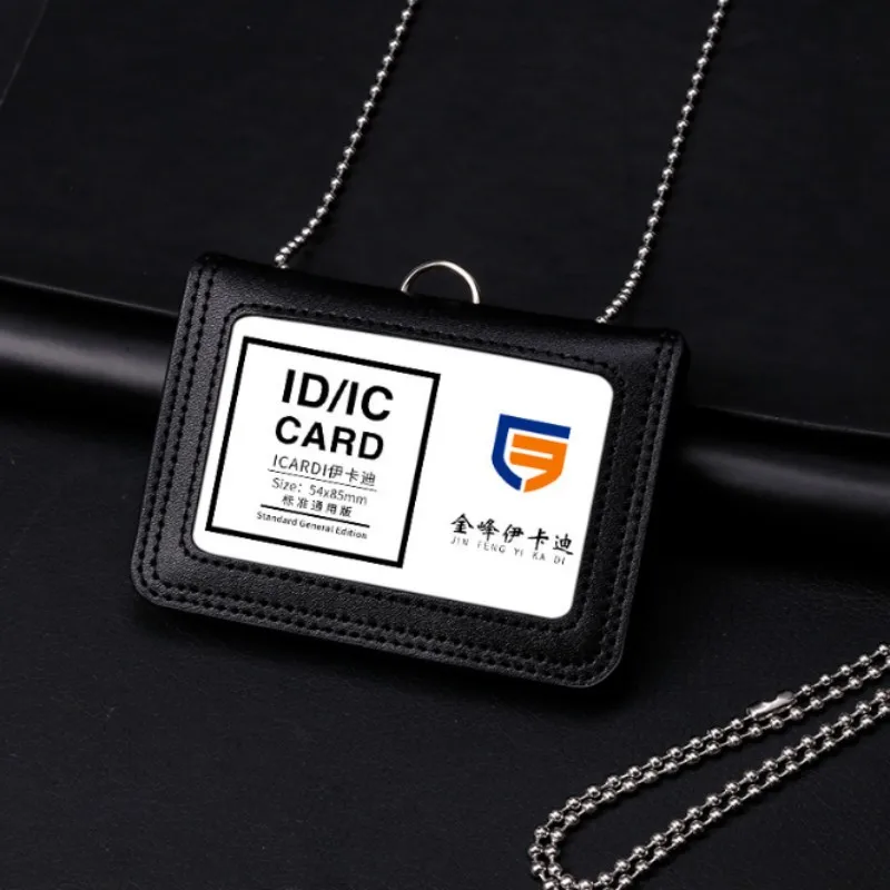 Set di carte d'identità in vera pelle di alta qualità Porta badge Porta badge Porta carte di credito trasparenti Accessori porta badge