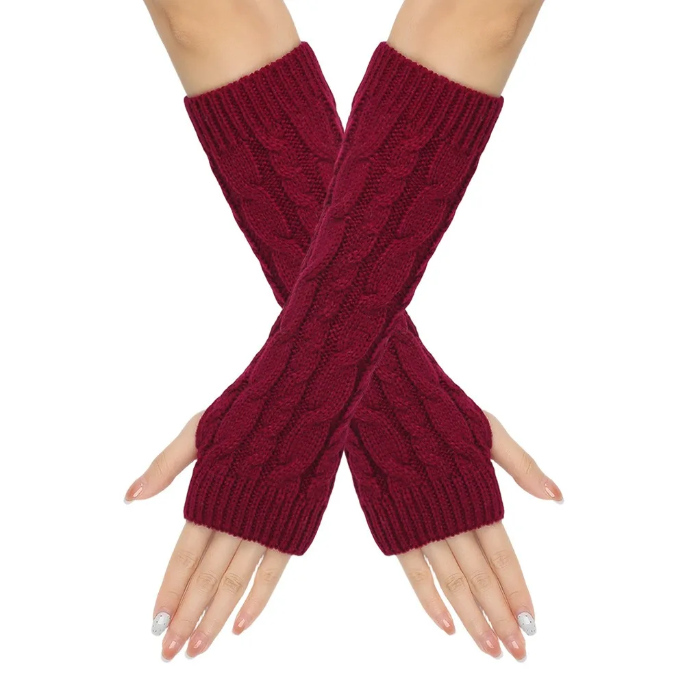 Fingerless Arm Sleeves Gloves Knitted Twists Decorative Pattern Arm Warmers Warm Soft Material Gothic Mittens Winter