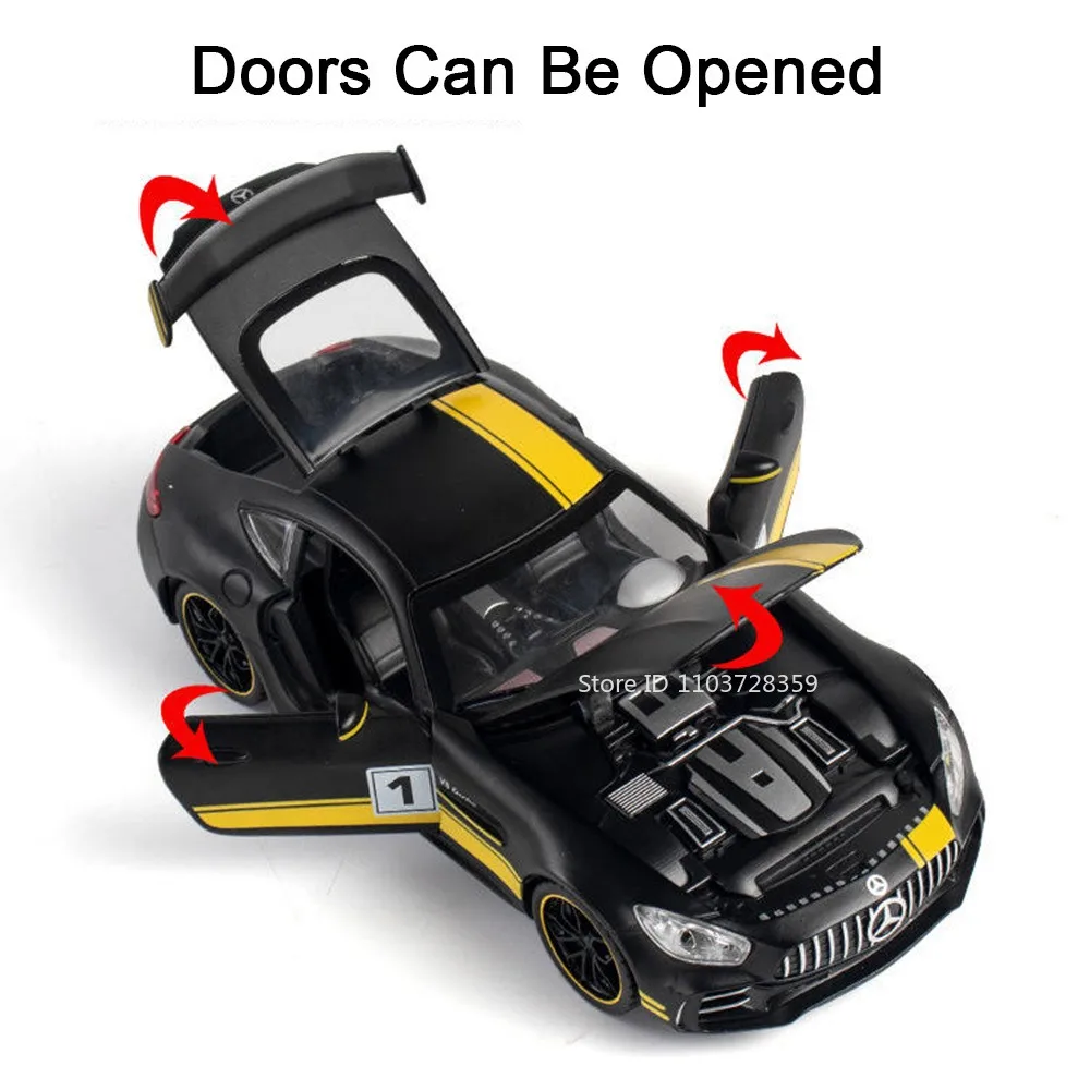 مقياس 1:24 GTR SLS SLR لعبة مجسمة سيارات رياضية سبيكة دييكاست الصوت ضوء الأبواب مفتوحة التراجع زخرفة السيارات الخارقة للأطفال الهدايا