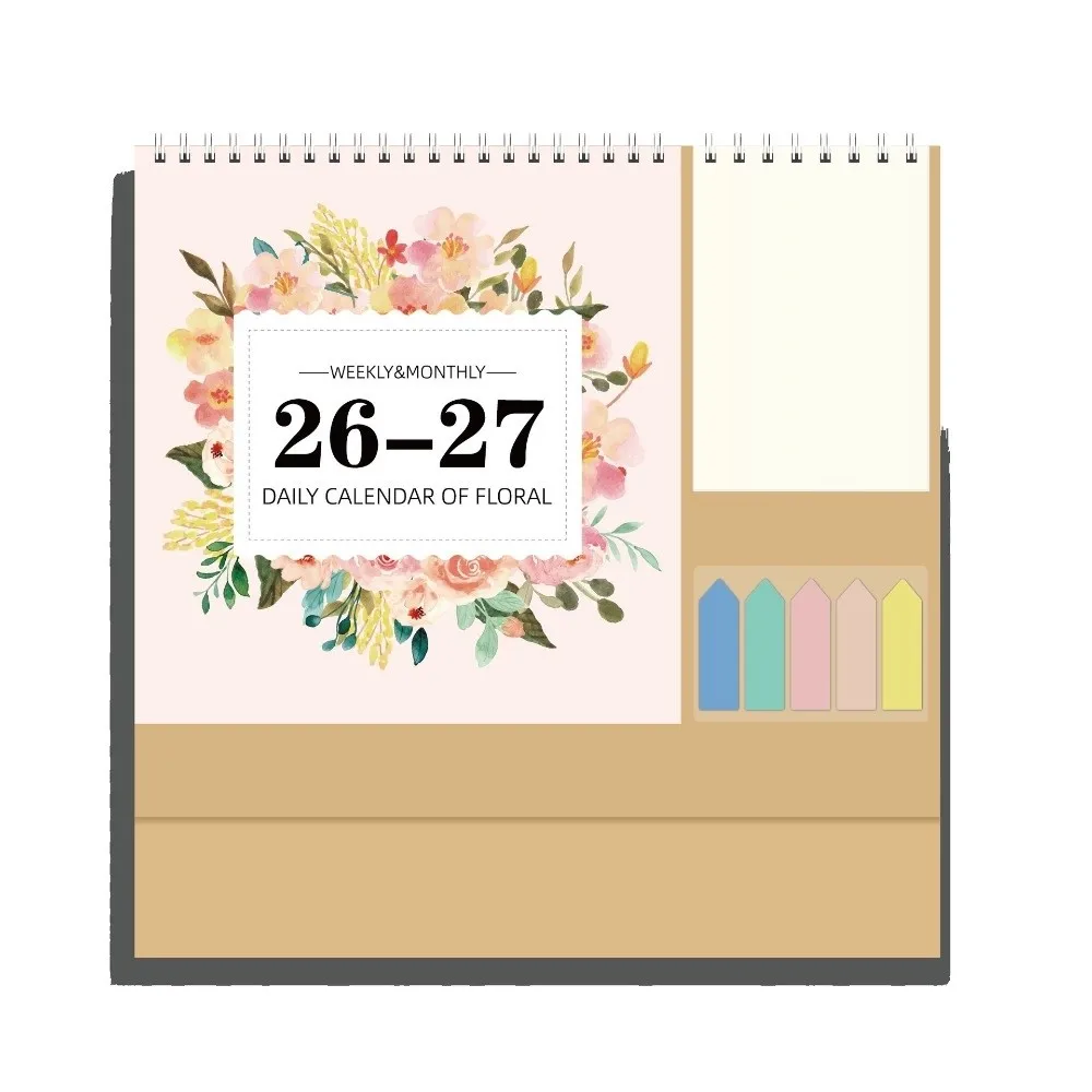 Thick Paper Desk Calendar Creative Design Twin-Coil Binding English Calendar July 2026-June 2027 Paper Calendar Daily Planning
