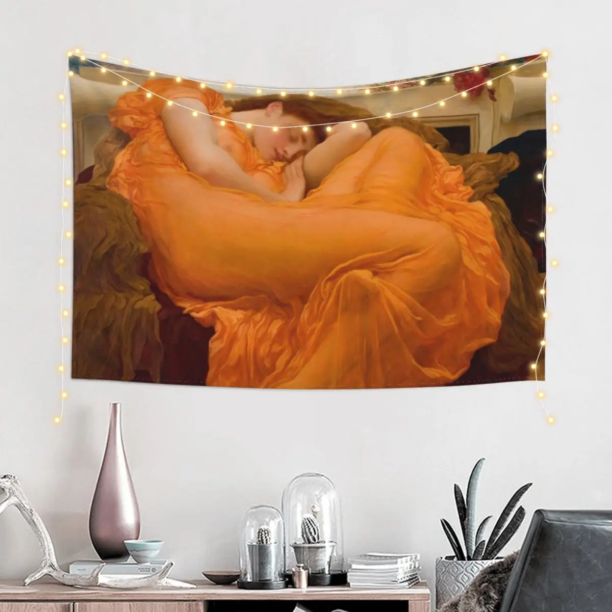 Flaming June - Frederic Leighton, 1st Baron Leighton Tapestry House Decoration Aesthetic Room Decorations Tapestry