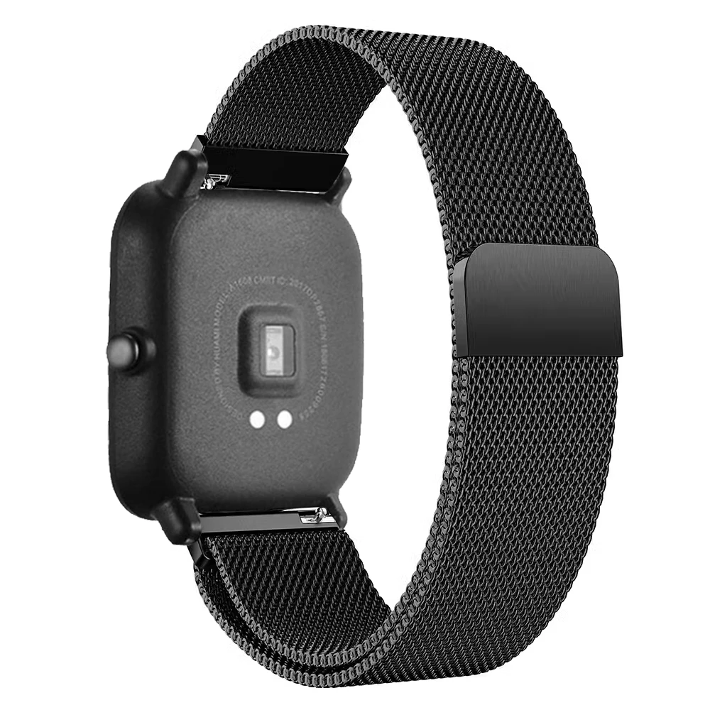 حلقة مغناطيسية لـ Amazfit GTS/4/2/2e/GTS2 Mini/3/GTR 4/3/2/47 مللي متر 20 مللي متر 22 مللي متر شبكة معدنية سوار الساعة الذكية Amazfit Bip 5 حزام