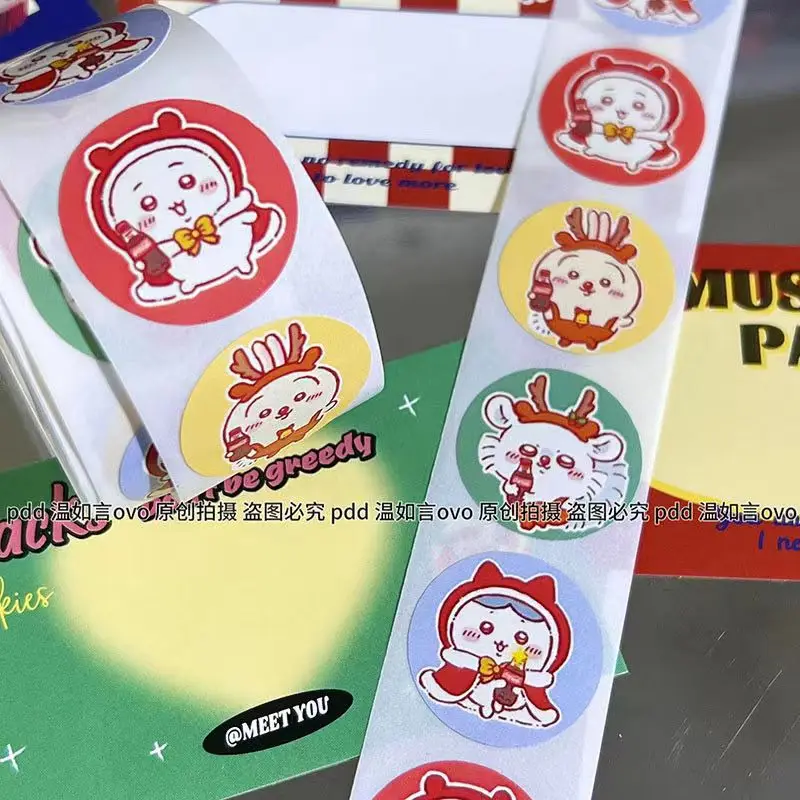 500 Pieces Christmas yiji Roll Stickers Cute Hand Account Hachiware Usagi Cartoon Sealing Stickers Gift Decoration