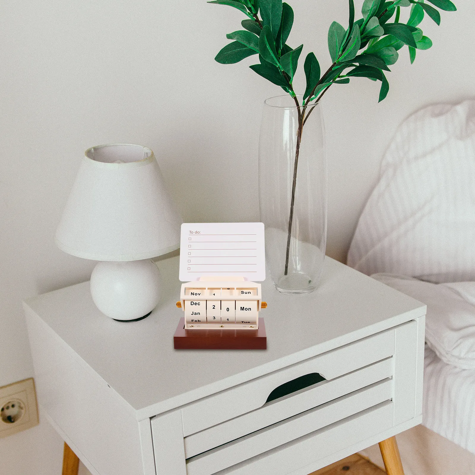 

1Set Eco Friendly Wood Rotating Perpetual Calendar for Home Office Desk Decor Small Daily Use Reusable Table Calendar Decorative