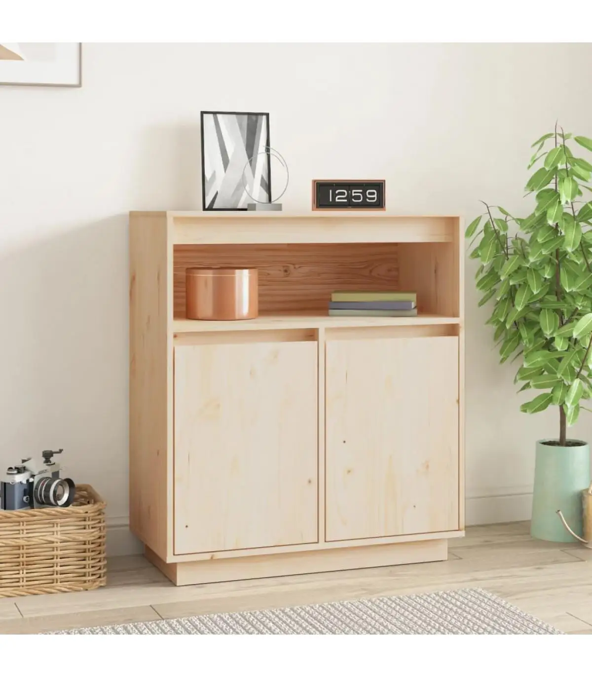 Solid pine wood sideboard 70x34x80 cm