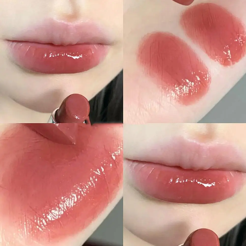 Glänzender Lippenstift Spiegel Glas Gelee Lippenstift Farbent wicklung Schönheit Make-up lang anhaltende Meer Gesundheit Rose c2c9