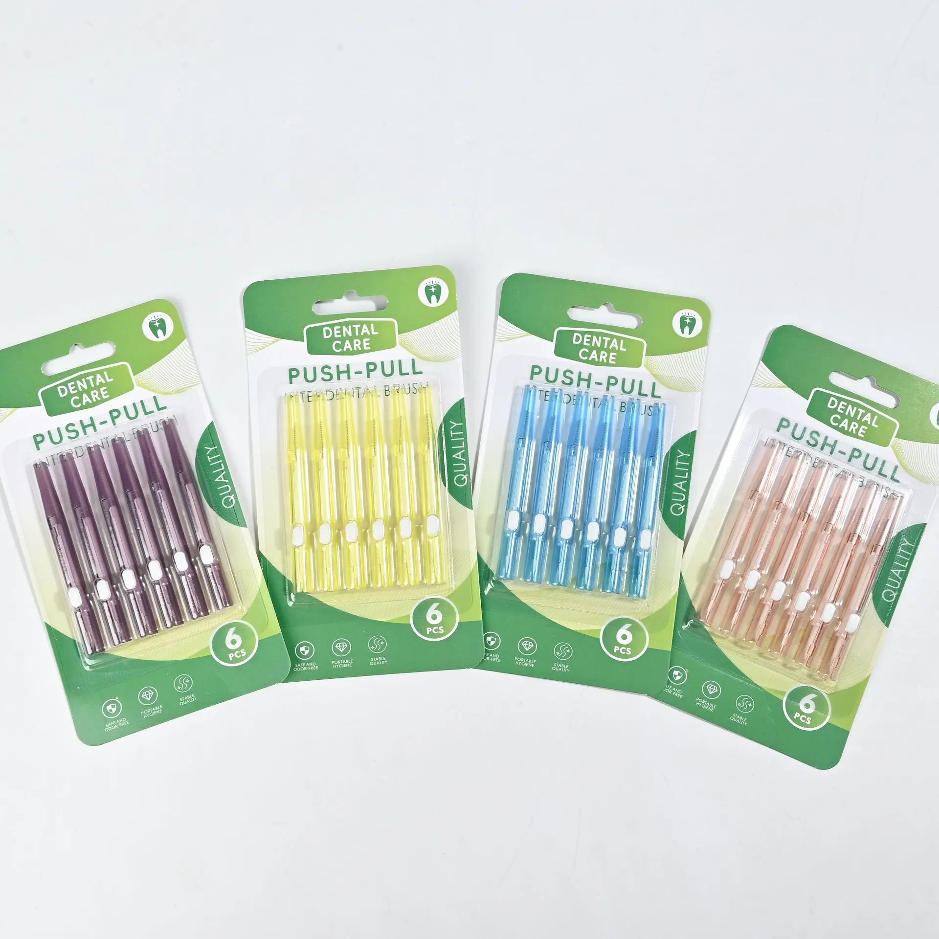 6Pcs Push Pull Interdental Brush 0.6-1.5Mm Cleaning Between Teeth Oral Care Orthodontic Tooth Floss