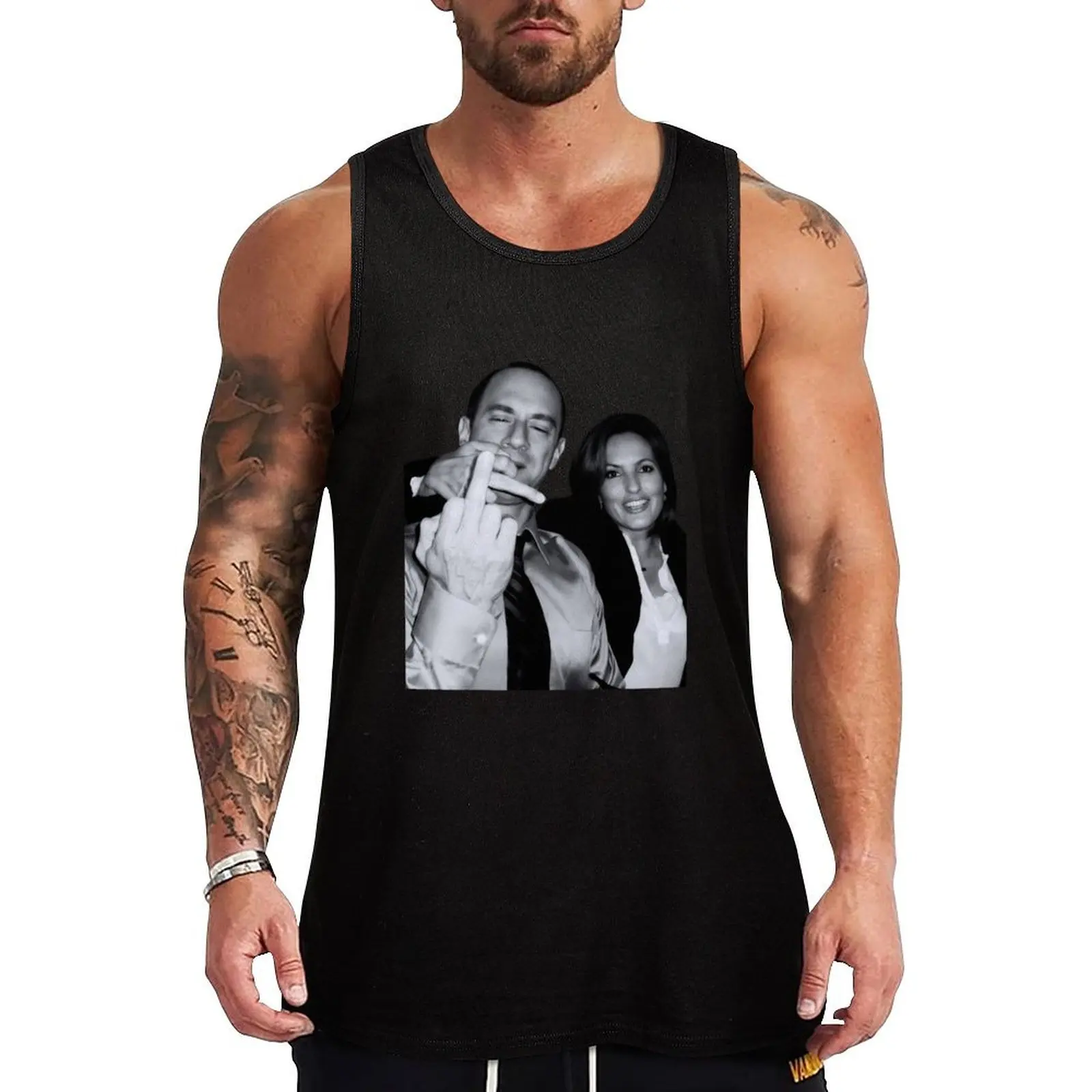 

Elliot Stabler And Olivia Benson Actors and musicians giving the middle finger meme Tank Top Men's clothes men clothings