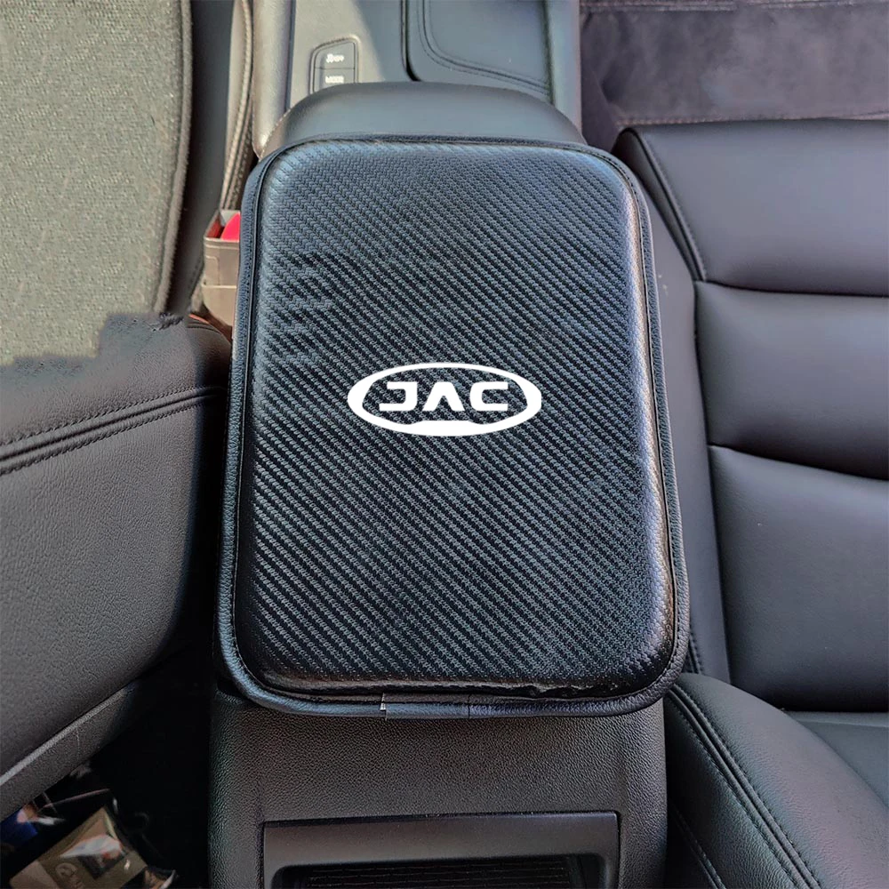 Carbon Fiber Auto Armrests Storage Box Cover Pad For JAC MOTORS HUNTER T6 T8 Pro J1 J3 J4 J7 REFINE SUNRAY Car Accessories