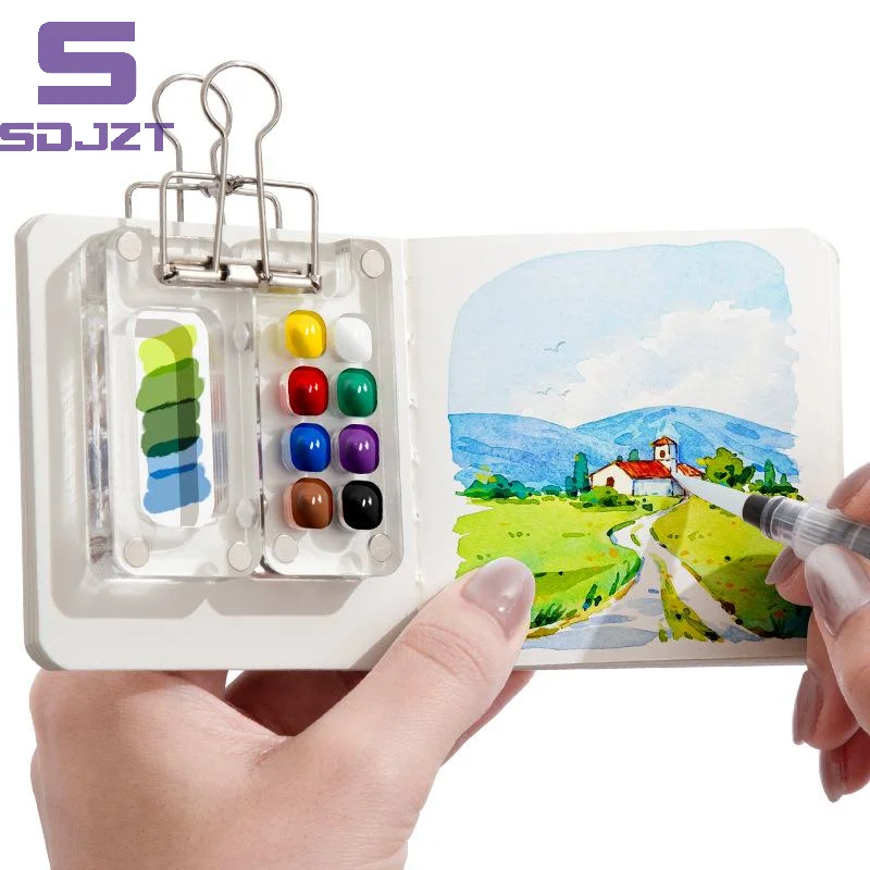 *Hot Sale.Travel Watercolor Palette 8 Grid 15 Grid Mini Paint Box Lightweight Compact Design for Student Artist Outdoor Use