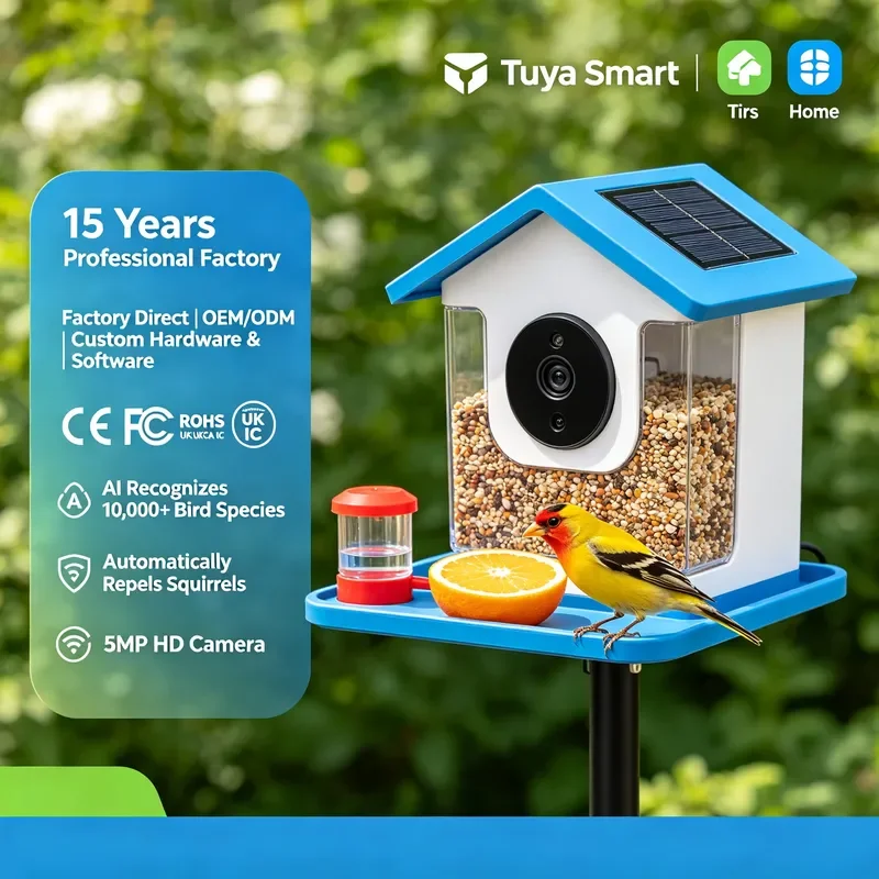 A smart bird feeder with AI recognition capabilities that can identify over 10,000 bird species, making it the best-selling