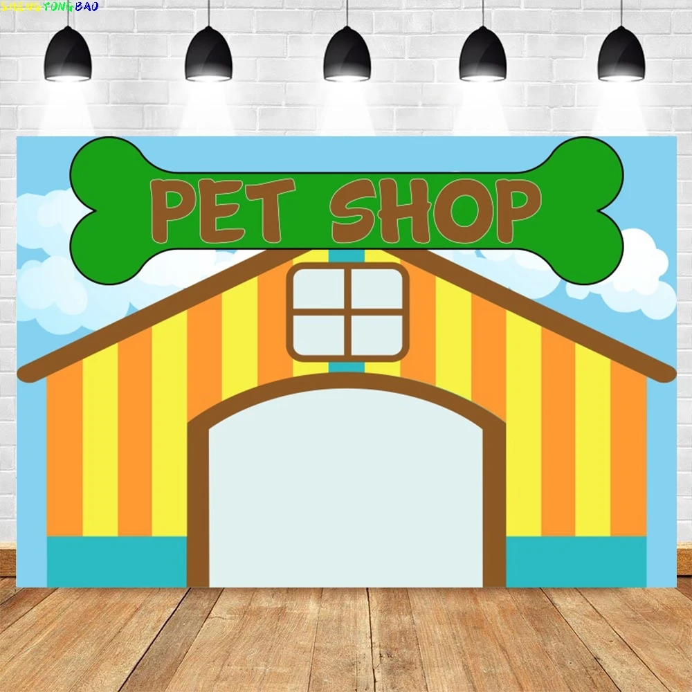 Pet Shop Theme Photography Backdrop Animal Cartoon Cats Dog Paw Happy Birthday Party Decor Banner Background Photo Studio Props