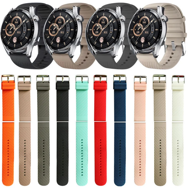 22mm Silicone Watch Band for Fossil Gen 6 5 44mm Sport Strap Bracelet Watchband for Huami Amazfit GTR 4 3 2 2E 47mm Wristband