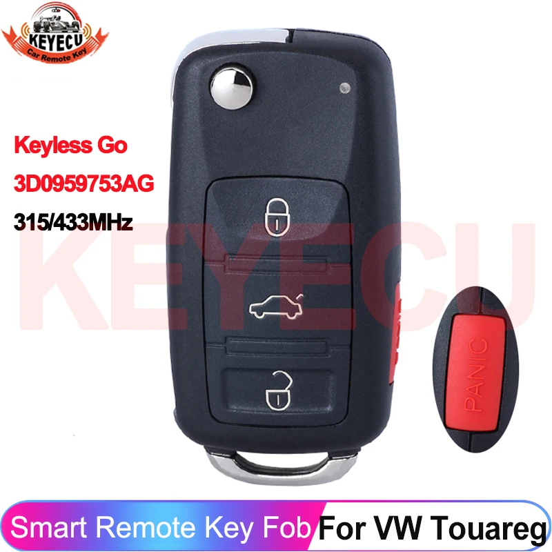 

KEYECU бесключевой доступ 315 МГц 433 МГц для Volkswagen VW Touareg Phaeton 2004-2010, пульт дистанционного управления 3D0 959 753 AG 5WK45031 ID46 чип