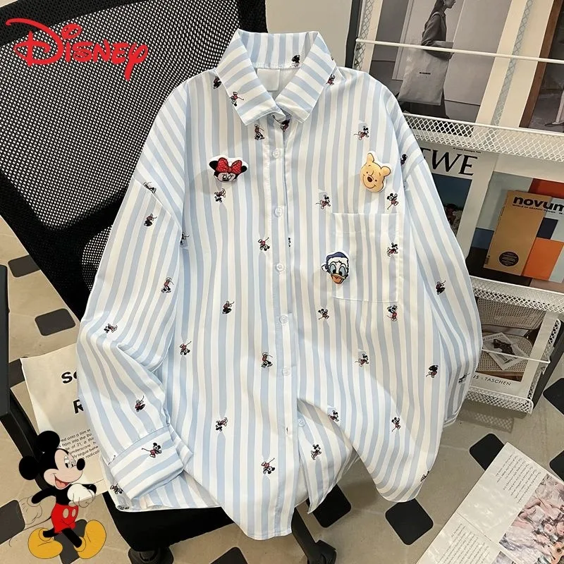 

Симпатичная рубашка с изображением Минни Микки Дональда Дака Диснея для девочек, модная и универсальная свободная повседневная куртка на весну и осень