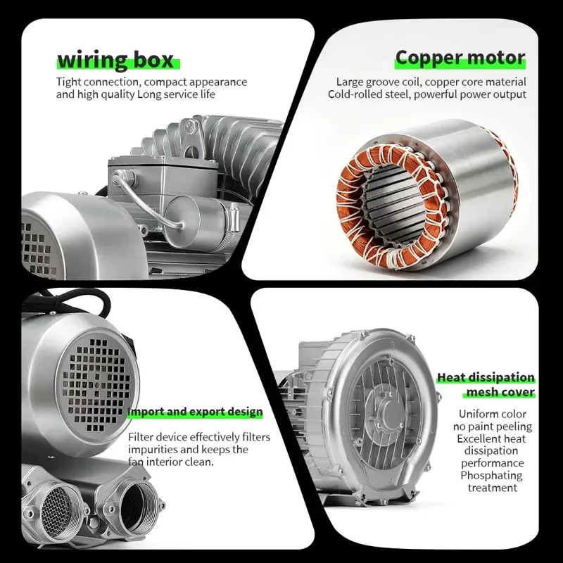 Explosion Proof AC Suction Blower Fan for Chemical Powder and Flour Dust Collection Industrial Air Filtration System