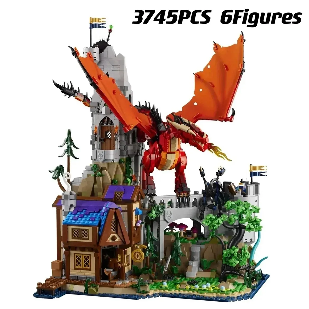 Nuevas Ideas con la Serie 21348, Dragón y Calabozos, Dragón Rojo de Leyenda, Bloques de Construcción para Niños y Adultos, Juguete de Regalo
